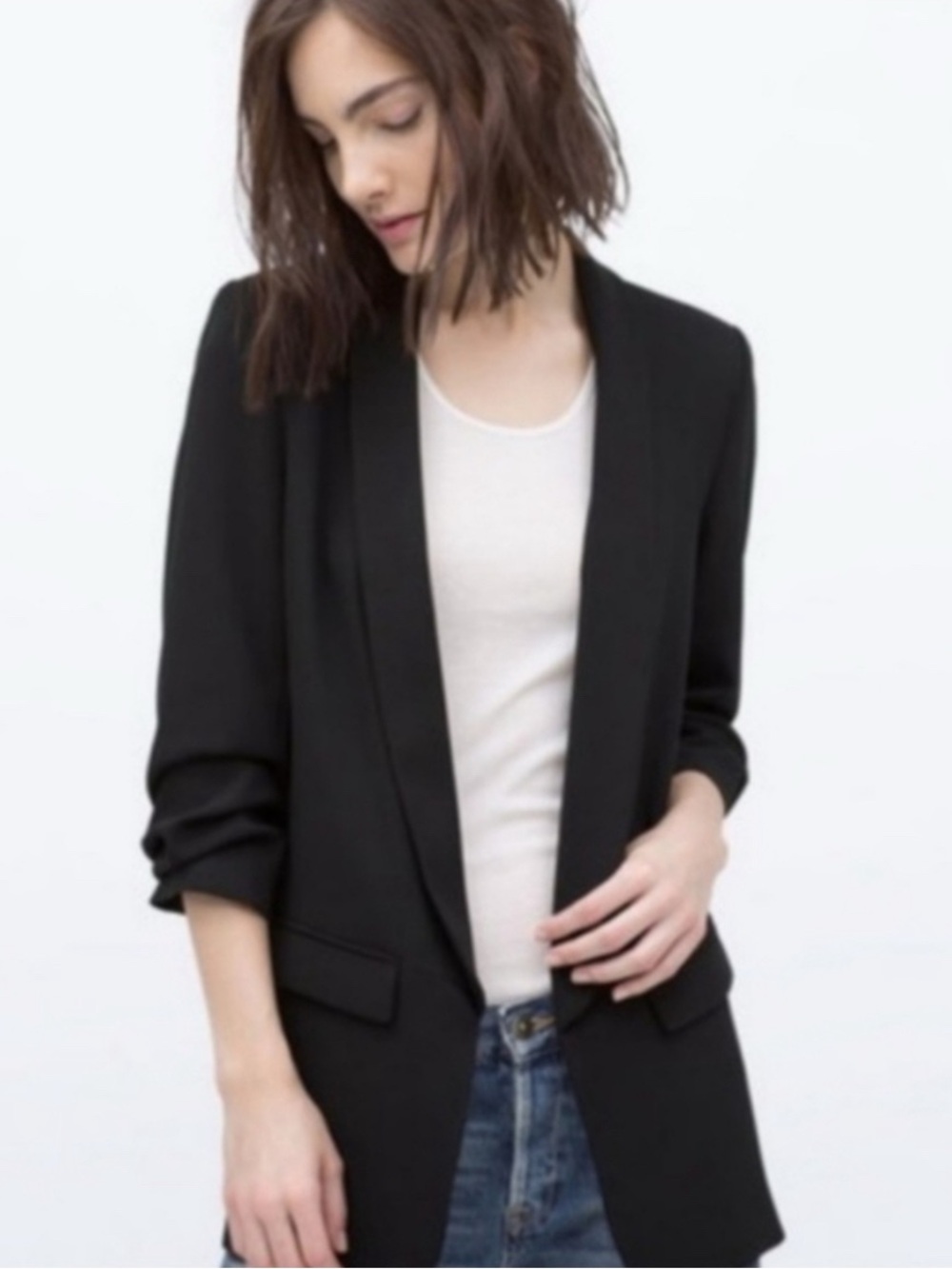 Zara Black Open-Front Women's Blazer